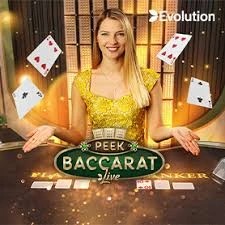 Official Live Dealer logo: Peek Baccarat by Evolution at Mr Punter Casino